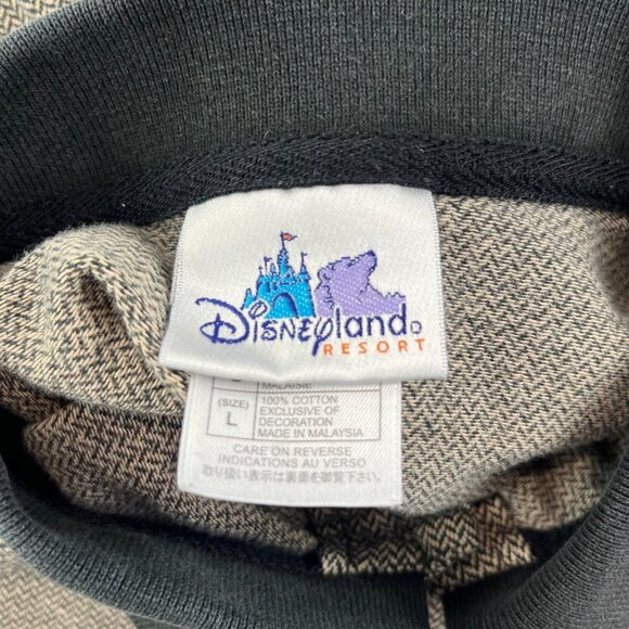 VTG Disneyland Resort Golf Ringer Polo Shirt Men Large Brown Herringbone Mickey - Picture 3 of 12